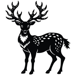 Graphic black silhouettes of wild deer