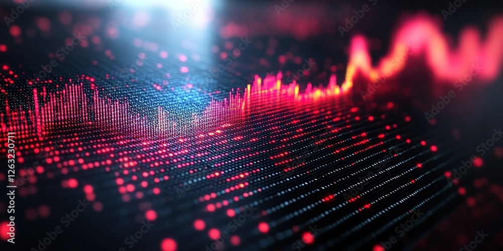 Poster visual representation of sound waves illustrating audio frequency levels with colorful patterns