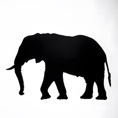 Fototapeta premium African Elephant Silhouette: A majestic African elephant depicted in a striking black silhouette, conveying strength, wisdom, and the untamed spirit of the African savanna. 