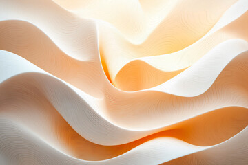 Obraz premium beige layered wavy background, wallpaper, banner. Beige aesthetic.