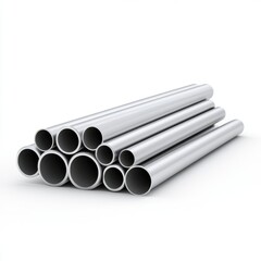 Modern White Pipes Stacked on a Clean Background for Industrial or Construction Use in Stock Photography