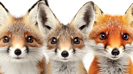 Obraz premium Three Colorful Foxes with Expressive Eyes and Playful Features