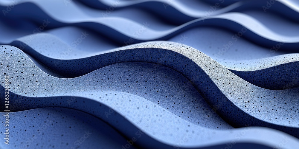 Poster abstract blue wave patterns create a soothing visual effect in a modern design environment