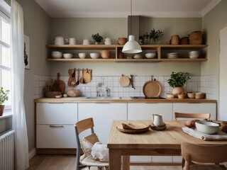 Light Kitchen With Wooden Accents And White Cabinets