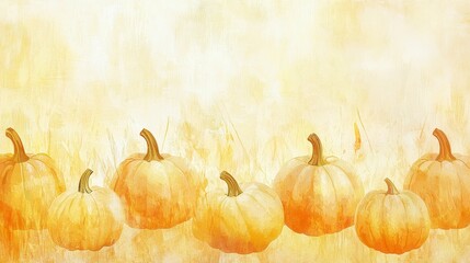 Festive Pumpkins in an Autumn Haze Watercolor Style Image