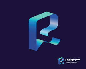 initial letter R creative modern flat isometric style
