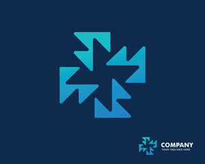 digital media or medical symbol with abstract cross and zigzag shape