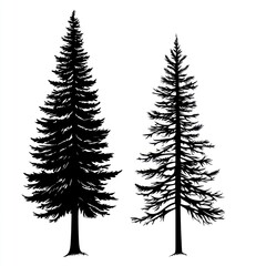 Obraz premium Two Silhouettes Of Tall Evergreen Trees