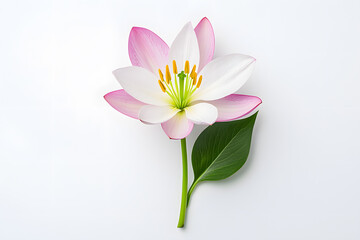 Fototapeta premium Pink Lotus flower blossom isolated on white background. Water lily flower close up