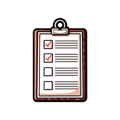 Create an editable stroke vector graphic of a clipboard with a clearly visible checkmark, suitable for presentations and documents.