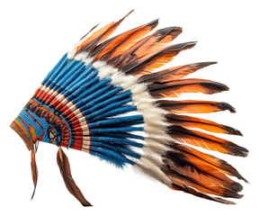 Feathered headgear a celebration of indigenous cultural heritage isolated on transparent background