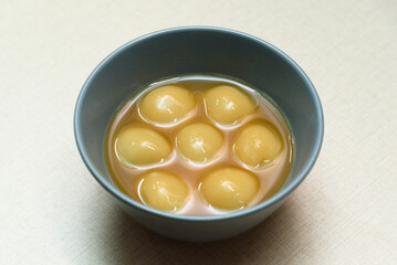 Traditional food for the Chinese Lantern Festival.  A Chinese snack, Tangyuan (sweet rice balls).

