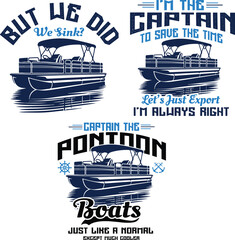 Set of pontoon boats logo template is white background. Vector illustration eps 10.