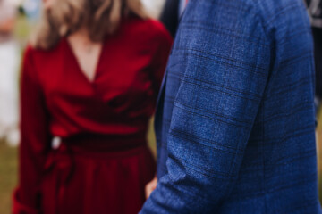 High school graduates dancing on prom, waltz and classical ball slow dance in dresses and suits on...