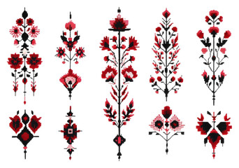 Floral pattern design digital home vibrant colors aesthetic isolated on transparent background