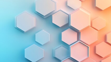 Abstract Hexagon Pattern in Pastel Blue and Orange Hues