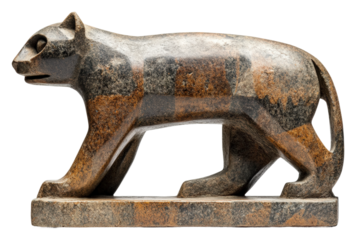 Stone panther exhibition artistic wildlife sculpture showcase isolated on transparent background