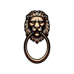 Create a clean, editable vector illustration of a classic door knocker, showcasing intricate details and a clearly defined stroke.  Suitable for various design projects.