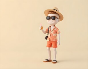 3D character of a Stylish Boy Wearing Summer Outfit