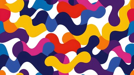 Colorful Abstract Shapes in Vibrant Wavy Design for Background Use