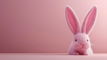 Fluffy Pink Bunny with Long Ears
