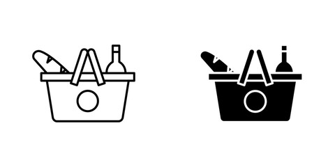 Picnic icons thin line illustrations designs