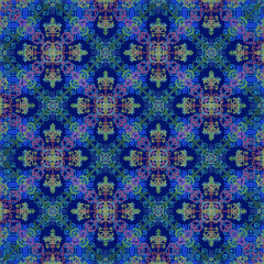 Traditional Balkan embroidery pattern seamless ,blue tone pixels