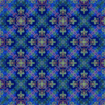 Traditional Balkan embroidery pattern seamless ,blue tone pixels