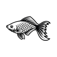 Create a scalable vector graphic of a fish swimming, featuring an editable stroke for easy customization.  Include various swimming poses.