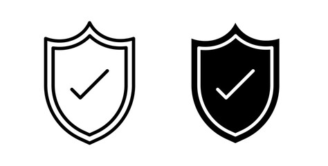 Shield check icons thin line illustrations designs