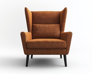 Orange high-back armchair on white background.