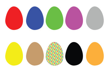 Set of colorful ester eggs. Spring ester multi color egg elements. Set of decorated ester eggs vector. Ester eggs icon set in multi color.  Eggshell and egg icon set. Vector Formats.