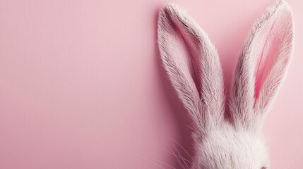 Obraz premium Pink Easter Bunny Ears on Pastel Background Illustration