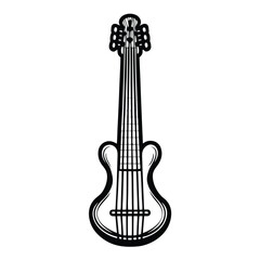 Create a clean, editable vector illustration of an acoustic guitar with clearly defined strings, suitable for various design projects.  Include accurate string detail.