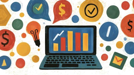 Data Analysis and Business Growth Concept with Colorful Graphics