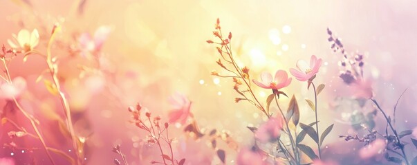 Gentle Pastel Wildflowers in Soft Sunlight