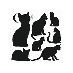 silhouette vector illustration of cat on a white background