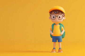 Happy cartoon boy with backpack ready for school. (4)