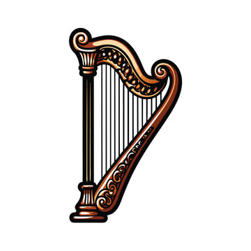 golden harp musical instrument design clip art preview