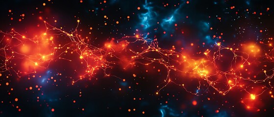 Obraz premium Vibrant cosmic connections in deep space.