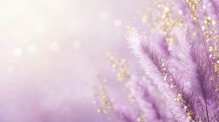 Obraz premium Delicate Fluffy Grass with Golden Glitter Detail Texture