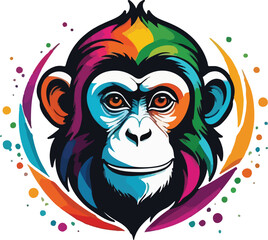 Colorful monkey vector design, monkey Illustration vector design, monkey logo design