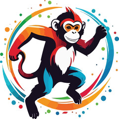 Colorful monkey vector design, monkey Illustration vector design, monkey logo design