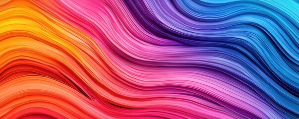 Obraz premium A vibrant abstract wave pattern featuring a gradient of colors from orange to blue, creating a dynamic and visually striking effect.