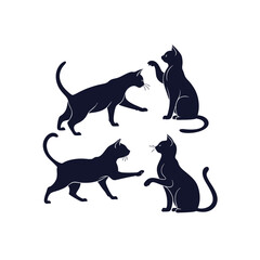 silhouette vector illustration of cat on a white background