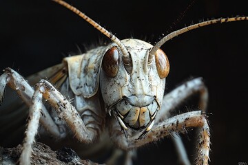 Metamorphosis of a Grasshopper: Detailed Close-up of Exoskeleton Shedding Process in Nature's Renewal Cycle