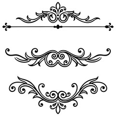 Elegant Vintage Dividers & Ornate Flourishes: Classic Decorative Line Art & Calligraphic Borders