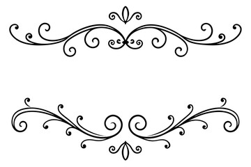 Elegant Vintage Dividers & Ornate Flourishes: Classic Decorative Line Art & Calligraphic Borders