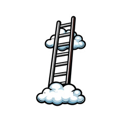 Editable stroke vector graphic ladder ascending, transforming into uppercase 'C' letter.  Clean lines, minimalist style.