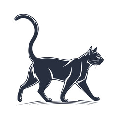 silhouette vector illustration of cat on a white background